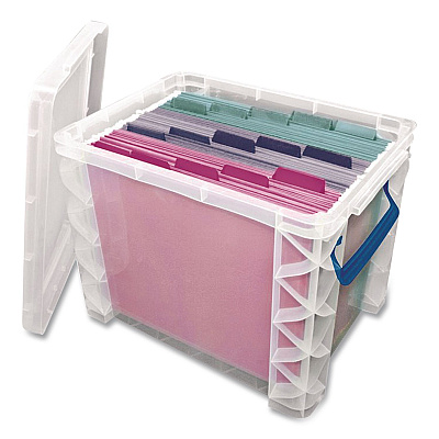 Advantus Super Stacker File and Document Box, Letter/Legal Files, 14.68 x 18.37 x 33.75, Translucent White (486085)