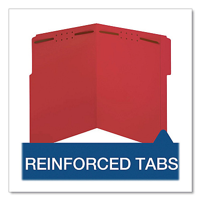 Pendaflex Colored Top Tab Fastener Folders, 1/3-Cut Tab: Assorted, Expands 2", 2 Fasteners, Letter Size, Red, 50/Box (22740)