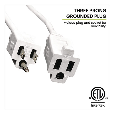 GoGreen Power 16 AWG Outdoor Extension Cord, 18 ft, 13 A, White (GG13718WH)