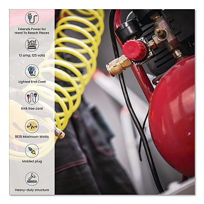 GoGreen Power 14 AWG Lighted End Heavy-Duty Extension Cord, 100 ft, 13 A, Orange/Black (GG13800)