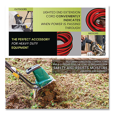 GoGreen Power 12 AWG Lighted End Heavy-Duty Extension Cord, 25 ft, 15 A, Orange/Black (GG14025)