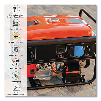 GoGreen Power 12 AWG Lighted End Heavy-Duty Extension Cord, 50 ft, 15 A, Orange/Black (GG14050)