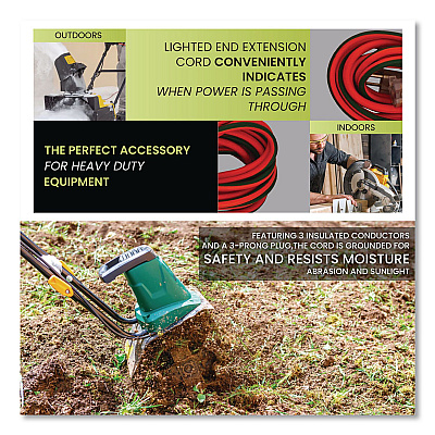 GoGreen Power 12 AWG Lighted End Heavy-Duty Extension Cord, 50 ft, 15 A, Orange/Black (GG14050)
