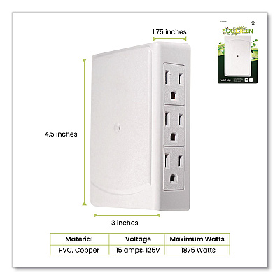 GoGreen Power 6 Outlet Side Mount Wall Tap, White (GG16000TSM)
