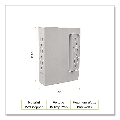 GoGreen Power 6 Outlet Swivel Wall Tap, White (GG16000TSW)