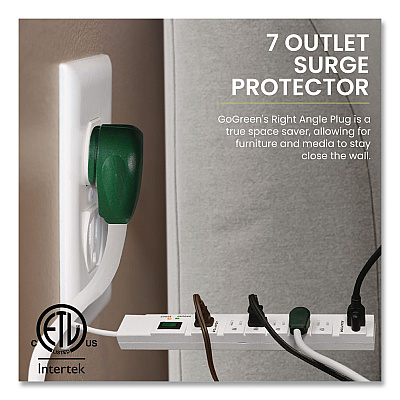 GoGreen Power 7 Outlet Surge Protector, 6 ft Cord, 1,200 J, White (GG17636)