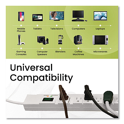 GoGreen Power 7 Outlet Surge Protector, 6 ft Cord, 1,200 J, White (GG17636)