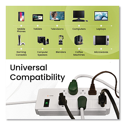 GoGreen Power 8 Outlet Surge Protector, 6 ft Cord, 750 J, White (GG18316WH)