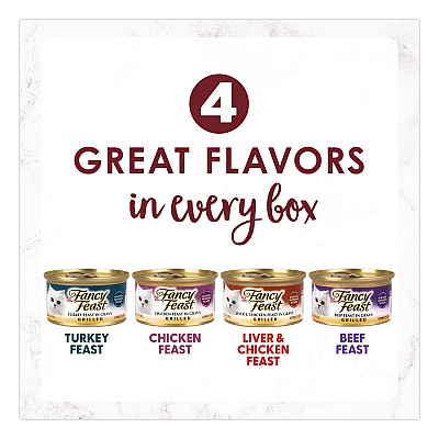Fancy Feast Poultry and Beef Variety Pack, Assorted Flavors, 3 oz Can, 48/Carton (22002665)