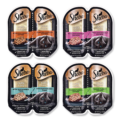 Sheba Perfect Portions Variety Twin Packs, Assorted Flavors, 1.32 oz Can, 60/Carton (22002668)