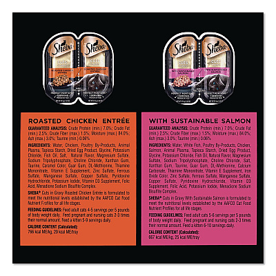 Sheba Perfect Portions Variety Twin Packs, Assorted Flavors, 1.32 oz Can, 60/Carton (22002668)