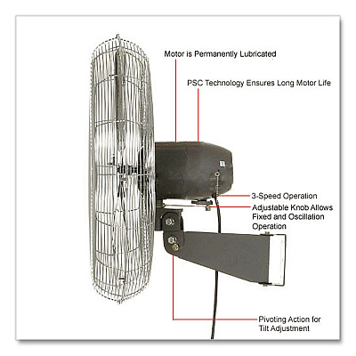 Global Industrial Oscillating Wall Mount Fan, 3 Speed, 24" (607050)