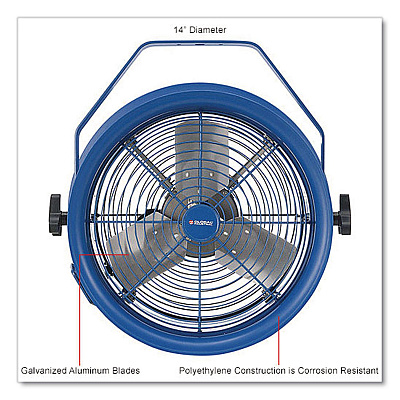 Global Industrial High Velocity Drum Fan with Yoke Mount, 14", Blue (293092)