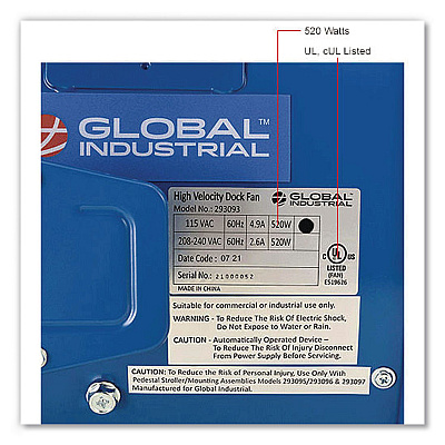 Global Industrial High Velocity Drum Fan with Yoke Mount, 18", Blue (293093)