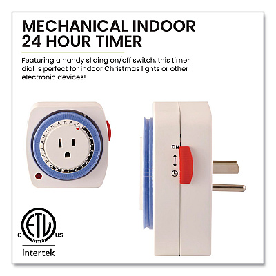 GoGreen Power AC Indoor Timer, Analog, 4 x 3, White (GG36011)