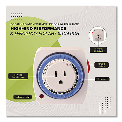 GoGreen Power AC Indoor Timer, Analog, 4 x 3, White (GG36011)