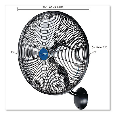 Global Industrial Industrial Wall Mounted Oscillating Fan, 20" (293130)