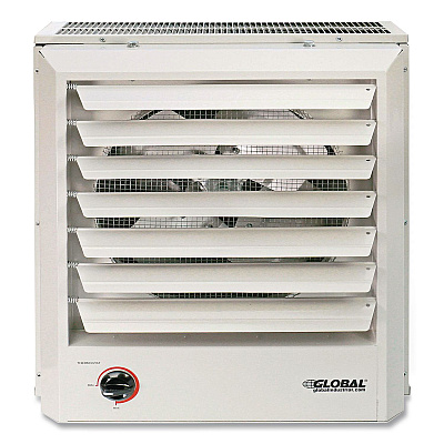Global Industrial Unit Heater Horizontal or Vertical Downflow, Multi-Watt, 7,500/10,000 W, 19 x 8.5 x 21.44, White (246133)