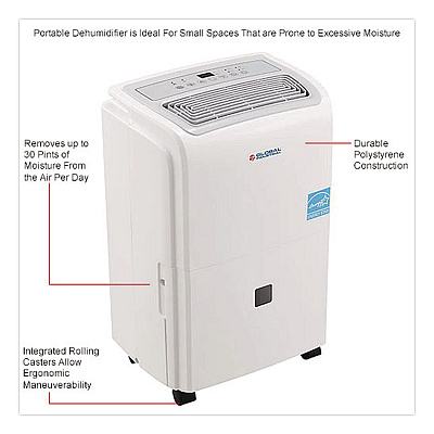 Global Industrial Portable Dehumidifier, 9.62 x 9.62 x 19.68, White (246731)