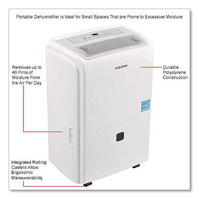 Global Industrial Portable Dehumidifier with Pump and Wi-Fi, 9.62 x 11.62 x 19.87, White (246733)