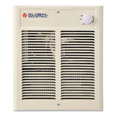 Global Industrial Fan Forced Wall Heater, Shaded Pole Motor, 1,500 W, 10.63 x 4.75 x 12.25, White (246744)
