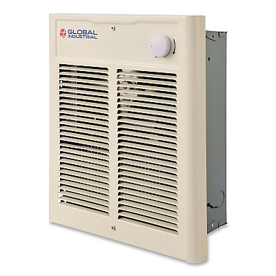 Global Industrial Fan Forced Wall Heater, Shaded Pole Motor, 1,500 W, 10.63 x 4.75 x 12.25, White (246744)
