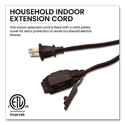 GoGreen Power Household Extension Cord, 20 ft, 13 A, Brown, 3/Pack (GG248203)