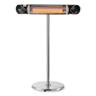 Global Industrial Infrared Patio Heater Free Standing with Remote Control, 1,500 W, 35.38 x 5.13 x 42 to 82, Black (246722)