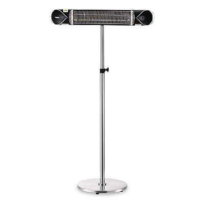 Global Industrial Infrared Patio Heater Free Standing with Remote Control, 1,500 W, 35.38 x 5.13 x 42 to 82, Black (246722)