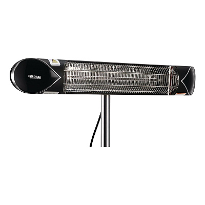 Global Industrial Infrared Patio Heater Free Standing with Remote Control, 1,500 W, 35.38 x 5.13 x 42 to 82, Black (246722)