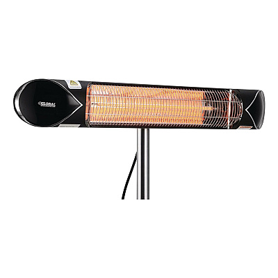 Global Industrial Infrared Patio Heater Free Standing with Remote Control, 1,500 W, 35.38 x 5.13 x 42 to 82, Black (246722)