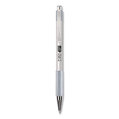 Zebra F-301 Signature Series Earthy Tones Ballpoint Pen, Retractable, Fine 0.7 mm, Black Ink, Pewter Barrel, 4/Pack (27214)