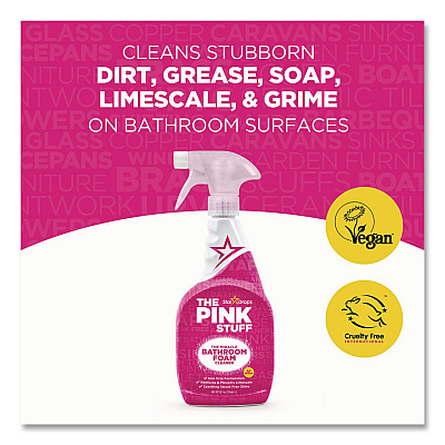 The Pink Stuff Bathroom Foam Cleaner, Fruity Scent, 25.4 oz Spray Bottle, 4/Carton (823787CT)