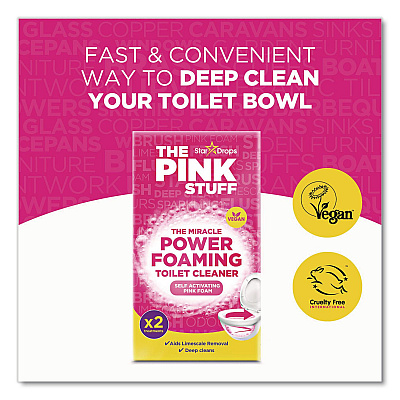 The Pink Stuff Miracle Foaming Toilet Powder, Fruity Scent, 3.5 oz Packet, 2 Packets/Box, 10 Boxes/Carton (824996CT)