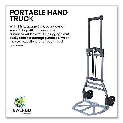 GoGreen Power Luggage Cart ,150 lbs Capacity, 40 x 15.25 x 16.5, Gray (TR1800)