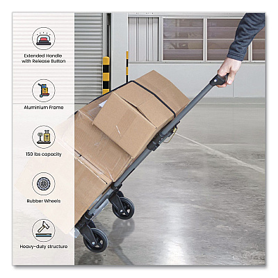 GoGreen Power Luggage Cart ,150 lbs Capacity, 40 x 15.25 x 16.5, Gray (TR1800)