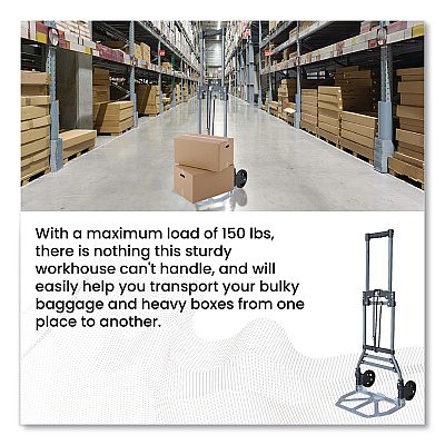 GoGreen Power Luggage Cart ,150 lbs Capacity, 40 x 15.25 x 16.5, Gray (TR1800)