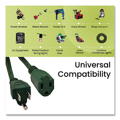 GoGreen Power 16 AWG Outdoor Extension Cord, 80 ft, 10 A, Green (GG13780GN)