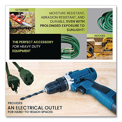 GoGreen Power 16 AWG Outdoor Extension Cord, 80 ft, 10 A, Green (GG13780GN)