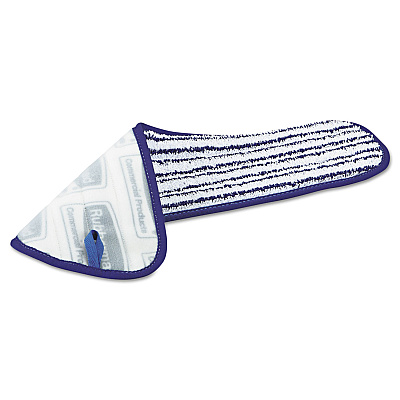 Rubbermaid Commercial Microfiber Finish Pad, 18 x 5.5, Blue/White, 6/Box (RCPQ800WHI)