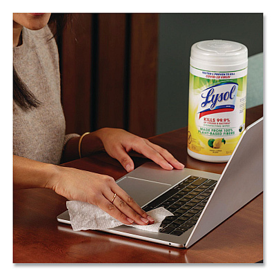LYSOL Disinfecting Wipes II Fresh Citrus Scent, 1-Ply, 7 x 7.25, Fresh Citrus, White, 70 Wipes/Canister (49128EA)