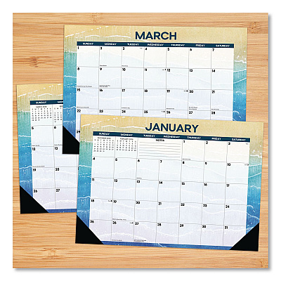Beaches Monthly Desk Pad Calendar, 17 x 12, White/Multicolor Sheets, Black Headband/Corners, 12-Month (Jan to Dec) 2026 (57070)