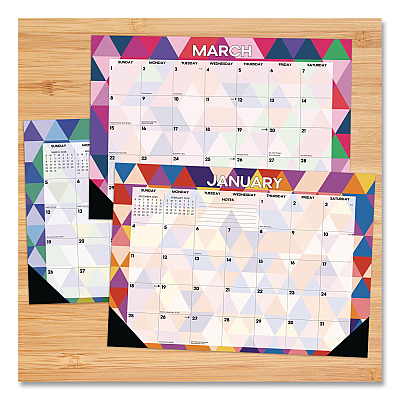 Modern Small Geometric Monthly Desk Pad Calendar, 17 x 12, Multicolor Sheets, Black Headband/Corners, 12-Month (Jan-Dec) 2026 (57117)
