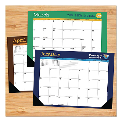 Punny Art of David Olenick Monthly Desk Pad Calendar, 17x12, White/Multicolor, Black Headband/Corners, 12-Month Jan-Dec 2026 (57148)
