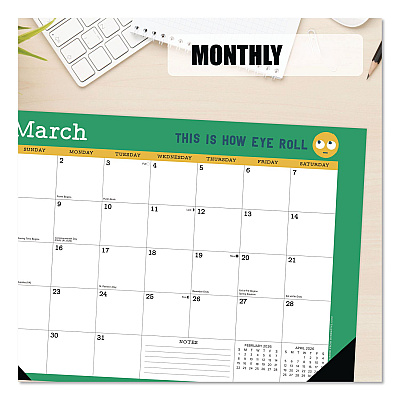 Punny Art of David Olenick Monthly Desk Pad Calendar, 17x12, White/Multicolor, Black Headband/Corners, 12-Month Jan-Dec 2026 (57148)