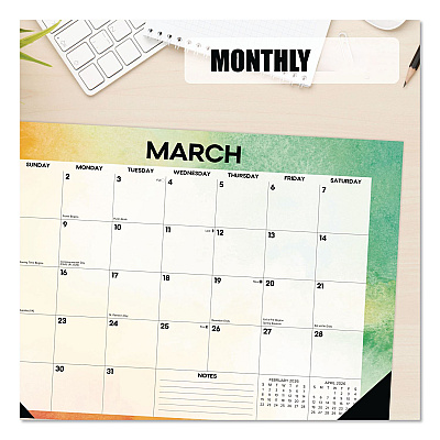 Rainbow Gradient Small Monthly Desk Pad Calendar, 17 x 12, White Sheets, Black Headband/Corners, 12-Month (Jan to Dec): 2026 (57155)