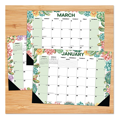 Succulents Small Monthly Desk Pad Calendar, 17 x 12, White Sheets, Black Headband/Corners, 12-Month (Jan to Dec): 2026 (57162)