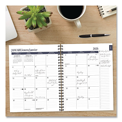 Bluesy Floral Weekly/Monthly Planner, 8.8 x 6.5, Blue Cover, 12-Month (Jan to Dec): 2026 (56653)