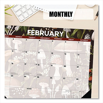 Mushrooms Large Monthly Desk Pad Calendar, 22 x 17, Multicolor Sheets, Black Headband/Corners, 12-Month (Jan to Dec) 2026 (57247)