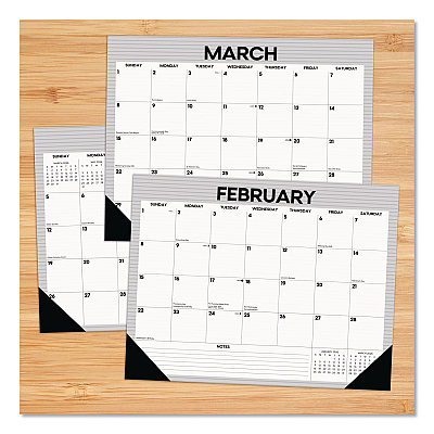 Perfect Pinstripe Large Monthly Desk Pad Calendar, 22x17, White/Gray Sheets, Black Headband/Corners, 12-Month (Jan-Dec) 2026 (57261)